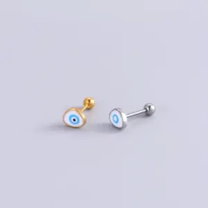 Wholesale 1 Piece Ear Cartilage Rings & Studs Fashion Devil'S Eye Flower 316L Stainless Steel Copper Inlaid Zircon