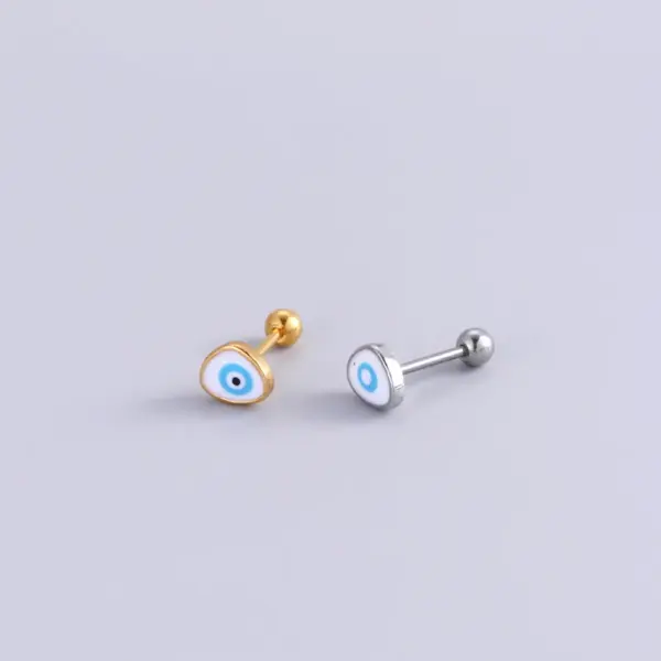 Wholesale 1 Piece Ear Cartilage Rings & Studs Fashion Devil'S Eye Flower 316L Stainless Steel Copper Inlaid Zircon