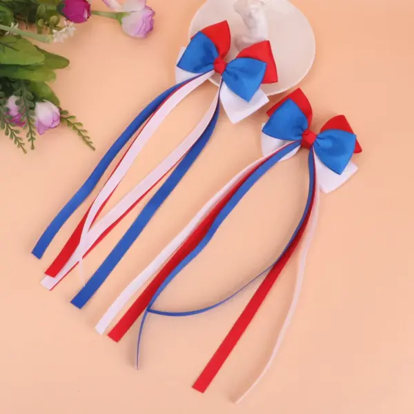 Wholesale Sweet Tassel Hairpin In Dark Blue Cloth, Perfect Hair Accessory For Summer And Independence Day