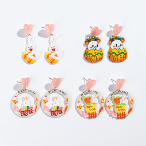 oly-f230b7c22c4db4d35c35b779a1d53faf Wholesale Carnival Cartoon Rabbit Earrings Easter Animal Party Festival Cute Rabbit Acrylic Earrings