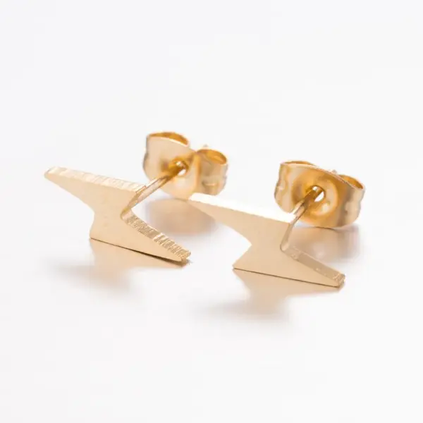 Wholesale PVD Coated 18K Gold Real Gold Plated Lightning 304 Stainless Steel Fashion Waterproof Non Tarnish Ear Studs