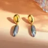 Wholesale Asymmetrical Round Stud Earrings For Women, 304 Stainless Steel With 18K Real Gold PVD Coated Plating, 0.03µm Thickness