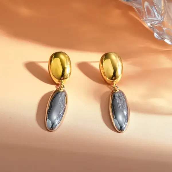 Wholesale Asymmetrical Round Stud Earrings For Women, 304 Stainless Steel With 18K Real Gold PVD Coated Plating, 0.03µm Thickness