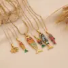Wholesale Elegant Romantic Fish Pendant Necklace Stainless Steel 304 Vibrant 3D Moving Fish Personalized Jewelry For Women Lobster Clasp