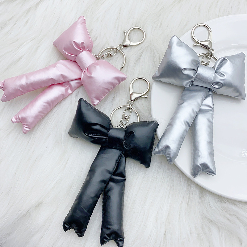 Wholesale Korean Style Ins Fashionable Sweet Girl's Padded Cotton Bow Bag Hanging Fashionable Trendy Keychain Pendant for Women