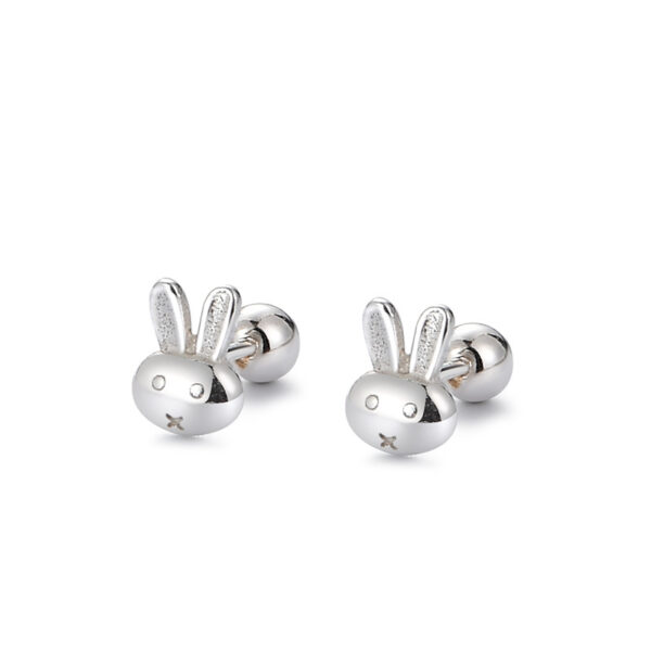 Wholesale 999 Sterling Silver Rabbit Ear Nail Women's Small Earrings Summer Elegant Screw Internet Celebrity Earrings