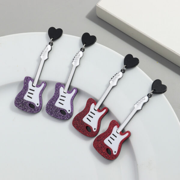 oly-f249461b57cc7328f9aa423aa0ad81fe Wholesale Music Festival Musical Instruments Rainbow Guitar Earrings Fashion Personality Mexican Music Carnival Night Earrings
