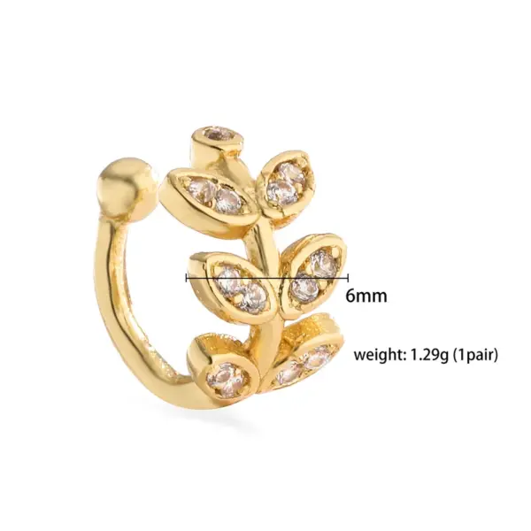 Wholesale 1 Pair Ig Style French Style Simple Style Leaves Twist Plating Inlay Copper Zircon 18k Gold Plated Ear Cuffs