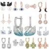 Wholesale Copper bow, dancing heart, swan earrings, heart-shaped crystal earrings