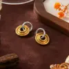 Wholesale 304 Stainless Steel Irregular Vacuum Electroplated (Furnace) Material Plated With 18k Gold, Color Retention, Three-Hoop Hoop Earrings, Item Gold
