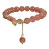 Wholesale Sweet Style Strawberry Crystal Flower Bracelet Versatile Pendant Charm For Girlfriend Best Friend Matching Jewelry Gift