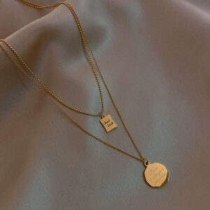 Double-layer round brand necklace