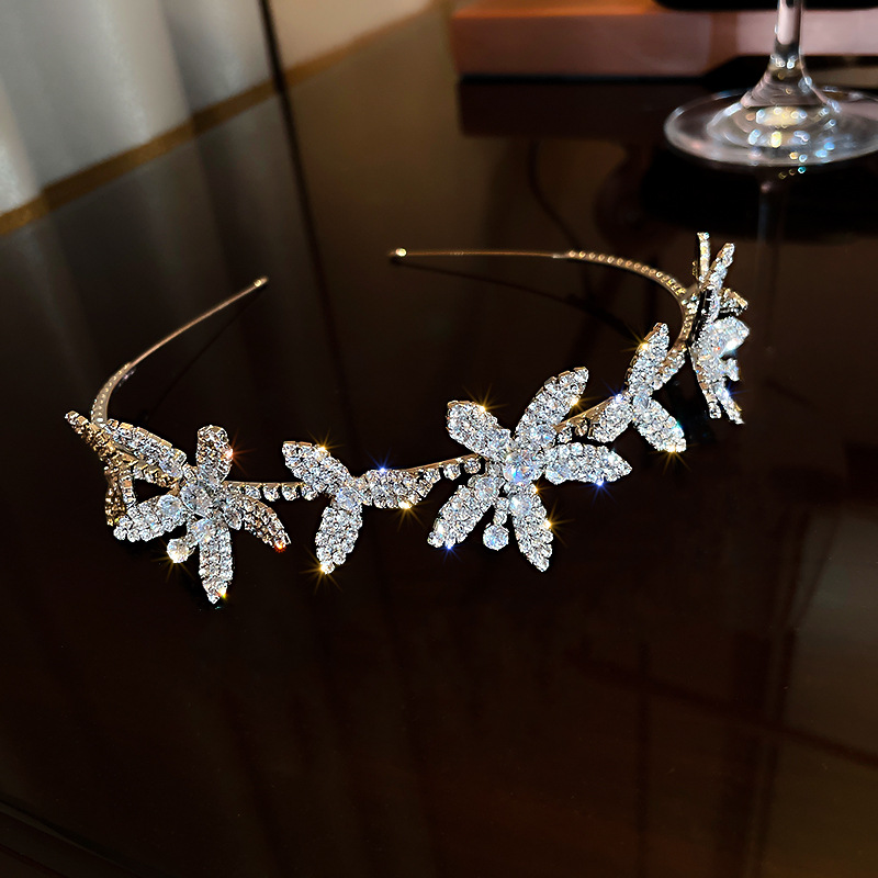 Wholesale Light Luxury Super Flash Full Diamond Flower Headband European and American Exaggerated Elegant Headband Hairpin Fashion High-End Hair Acces