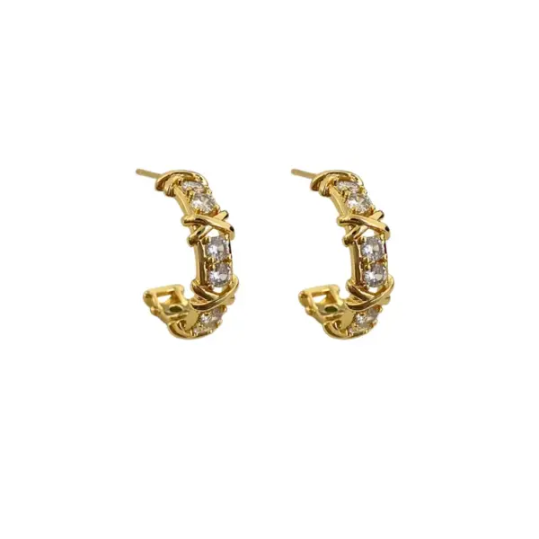 oly-f292f8907973a7f626da38cc423ddc36 Wholesale Copper Zircon Geometric Elegant Streetwear Earrings For Women's