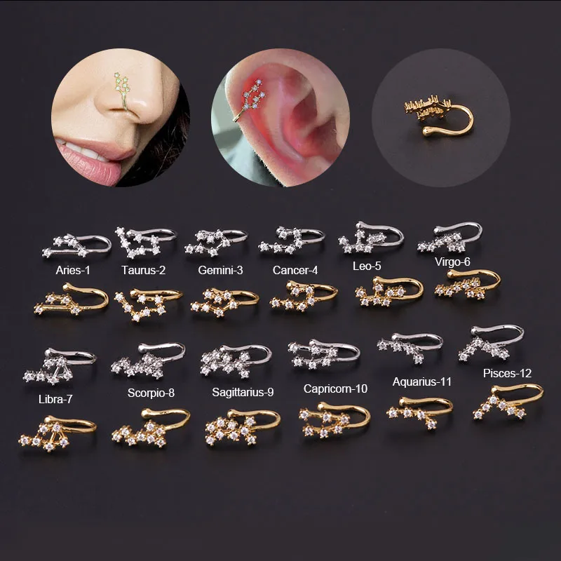 Wholesale Nose Rings & Studs Fashion Constellation Copper Plating Nose Pin