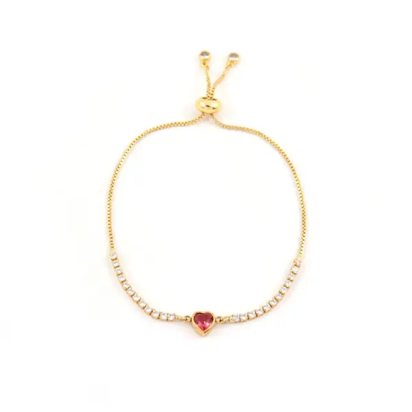 Wholesale Jewelry Elegant Simple Style Heart Shape Artificial Crystal Copper Artificial Crystal Slider Chain Bracelets
