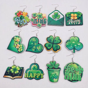 oly-f2c8ee1de084e137f1706ad0908d38b6 Wholesale St. Parcret festival earrings dwarf lucky grass rainbow beard Irish wooden earrings Cross