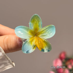 19#Small plumeria clip-blue 4cm