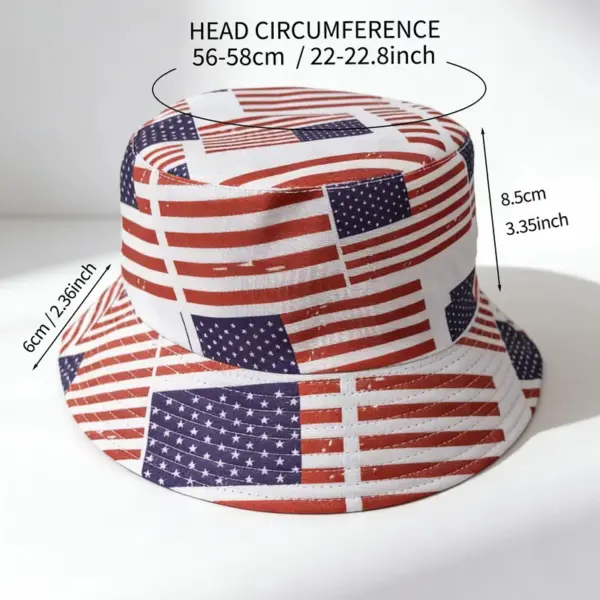 oly-f2cfa4d271a5e80270b4368ed2e38ce9 Wholesale Unisex American Flag Bucket Hat With Short Brim, UV Protection, Made Of Polyester Featuring Sewing Craftsmanship