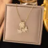 Wholesale Geometric Inlay Pendant Necklace For Women In Copper With 18K Real Gold Plated Water Plating And Artificial Rhinestones On Cable Chain