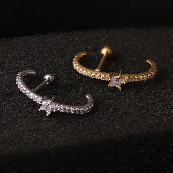 Wholesale Ear Cartilage Rings & Studs Novelty Geometric Copper Zircon