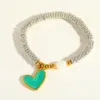Wholesale Luxury Design 18K Gold Plated Stainless Steel Natural Pearl Heart Pendant Beaded Bracelet Elegant Romantic Fashion Jewelry