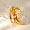 Wholesale 304 Stainless Steel Geometric Customization Laser Engraving PVD Coated 18K Real Gold Plated Casual Simple Style IG Style Waterproof Non Tarnish Gold Bangle