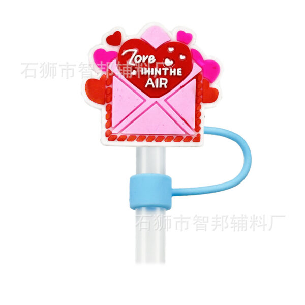 Wholesale [Valentine's Day] reusable silicone straw cap household party beverage straw dust plug