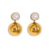 Wholesale Ion Plating (IP) 18K Gold Real Gold Plated Round Water Droplets Heart Shape 304 Stainless Steel Retro Vacation Simple Style Waterproof Non Tarnish Drop Earrings