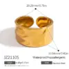 Wholesale Stainless Steel Hammered Texture Wide Face Ring Women's Non-Fading 18K Gold Plated Open Ring Fashionable Accessory For Party