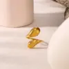 Wholesale 304 Stainless Steel Geometric Water Droplets PVD Coated 18K Gold 18K Real Gold Plated Real Gold Plated Vintage Style Modern Style Simple Style Waterproof Non Tarnish Gold Open Rings