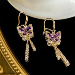 Purple butterfly earrings 539