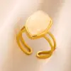 oly-f343225506bb9916abfc2c71f5ee5316 Wholesale 2pcs/set White Nude Natural Stone Jewelry Set 18K Gold Plated Stainless Steel Necklace Ring Minimalist Water Drop Shape Two-Piece Jewelry Accessories Daily Wear Choice