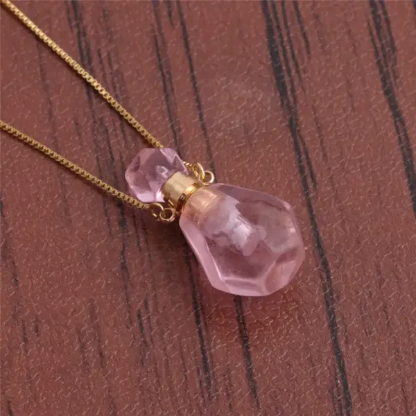 Wholesale Fashion Semi-precious Stone Flame-shaped Perfume Bottle Alloy Necklace Wholesale