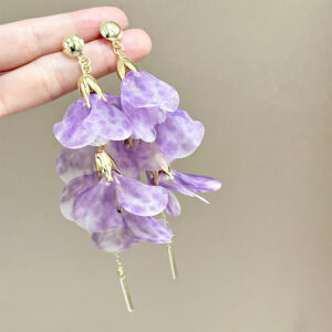 Purple tulip tassel earrings