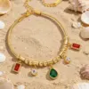 Wholesale Square Waterproof Couple Bracelets 304 Stainless Steel 18K Gold Plated Zircon Inlay Snake Chain
