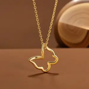 X01275-Hollow Butterfly-Necklace- Gold