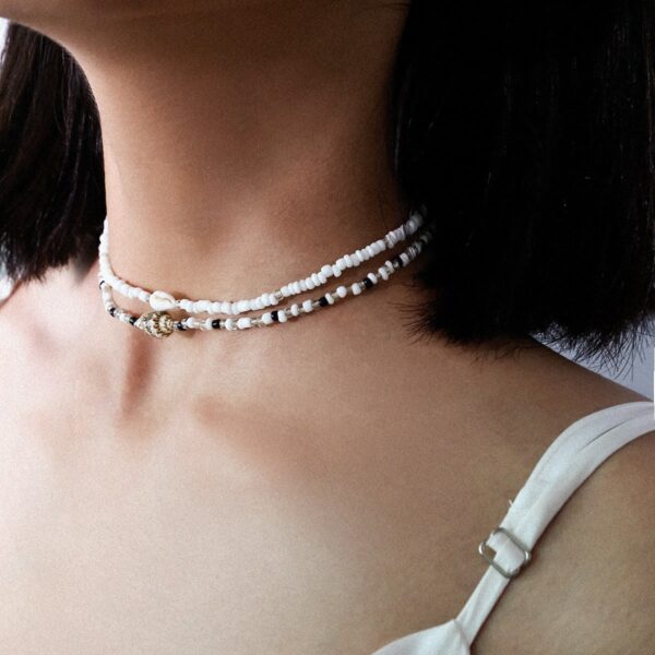 Wholesale Retro Style Necklace Beaded Korean All-match Overlapping Beach Conch Beach Shell Clavicle Chain Necklace
