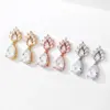 Wholesale RAKOL New Copper Inlaid AAA Grade Waterdrop Zircon Earrings Women Elegant Bride Wedding Dress Accessory Luxury Style