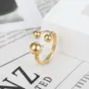 Wholesale Vacuum Plating Real Gold Plated 18K Gold Ball 304 Stainless Steel Titanium Steel Fashion Waterproof Non Tarnish Rings