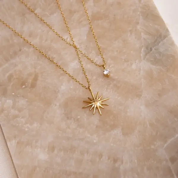 Wholesale 201 Stainless Steel 304 Stainless Steel Glass Gold Plated Casual Sweet Shiny Plating Inlay Star Zircon Layered Necklaces
