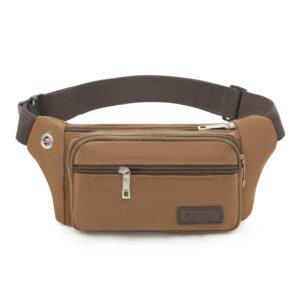 Canvas button bag brown