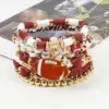 Wholesale Rugby Beaded Bracelet Sports Day Soft Clay Elastic Bracelet For Rugby Mom Original Design Plated Bracelet Unisex Handmade