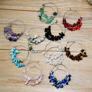 oly-f39ddb816a9f458840d599cf8839358a Wholesale jewelry irregular gravel crystal earrings female personality Joker big circle earrings silver earrings