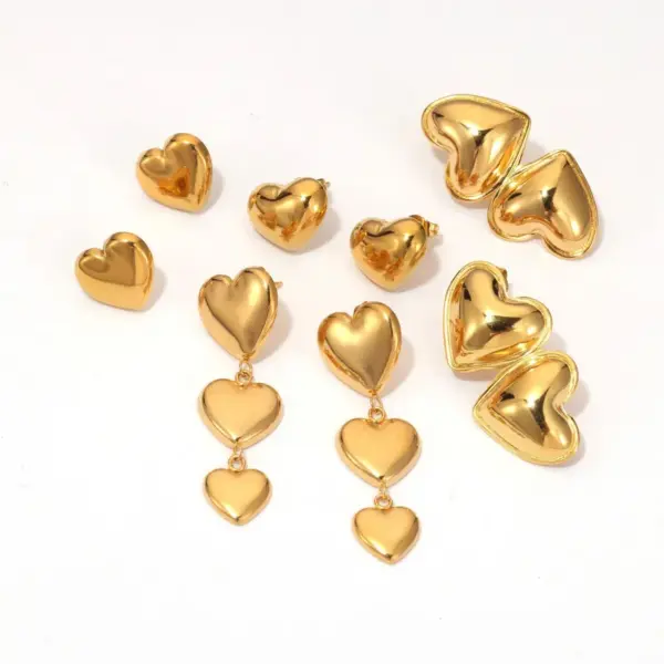 Wholesale 1 Pair Elegant Heart Shape Plating 304 Stainless Steel Drop Earrings