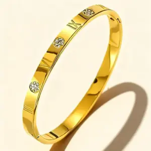 47-B-2 Gold Roman Numeral Diamond Bracelet