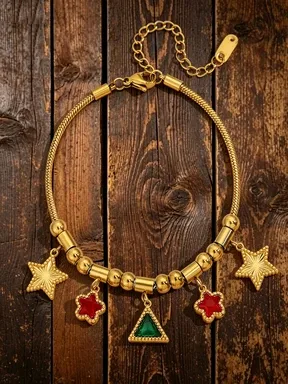 Wholesale Solid Color Couple Bracelets With 18K Real Gold Plated 304 Stainless Steel, Waterproof Non Tarnish, Featuring Zircon And Snake Chain
