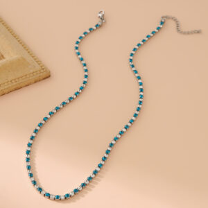 1:1 sky blue 3mm silver necklace