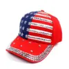 Wholesale Spring Summer Trendy American Flag Diamond Baseball Washed Outdoor Unisex Summer Sun Hats Men Women Street Style Cap