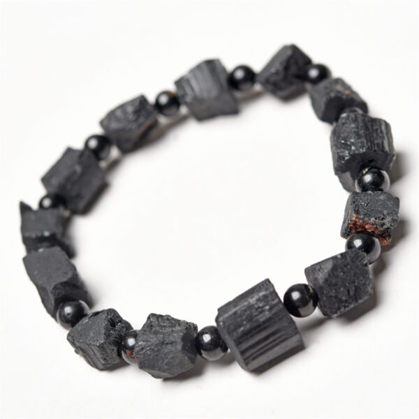 oly-f3d38bd9cc39fe15d840c9a8f9edb979 Wholesale Fuhong jewelry natural tourmaline crystal black tourmaline raw stone frosted single ring bracelet jewelry raw ore bracelet